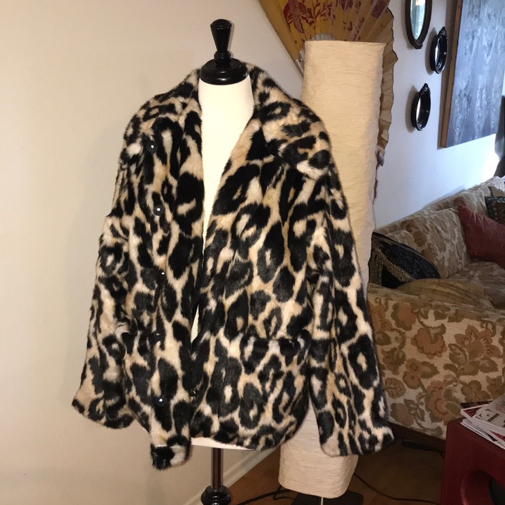 Leopard print fur coat